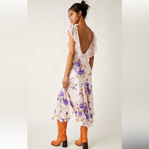 SOLD NWT. Free People - Warm Hearts Midi Dress in Ivory - Picture 4 of 6